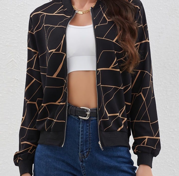 Ladies Lining Jacket Elegant Design Smooth Comfort Easy Wear Durable Stitching Lightweight (Only Jacket) - Black And White, L
