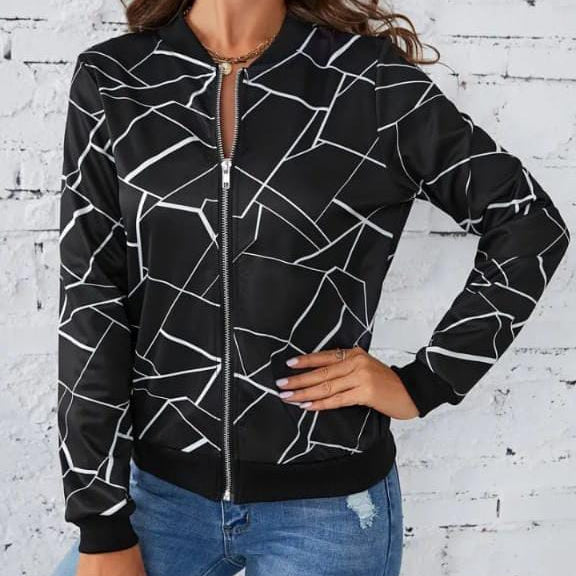 Ladies Lining Jacket Elegant Design Smooth Comfort Easy Wear Durable Stitching Lightweight (Only Jacket) - Black And White, L