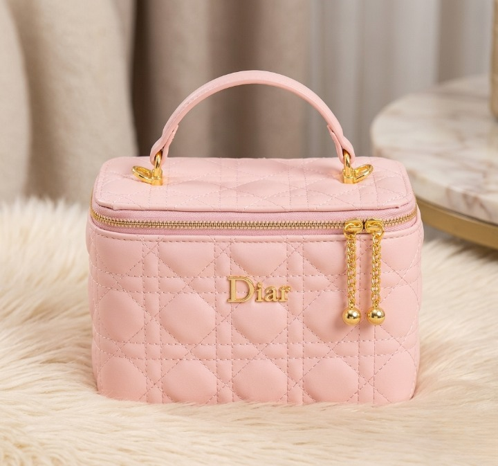 Imported Synthetic Leather Beauty Bag | Black