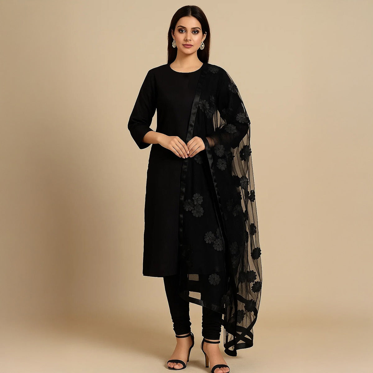 Premium Katan Silk Unstitched 3 Piece Suit With Net Dupatta For Women - Baby Pink