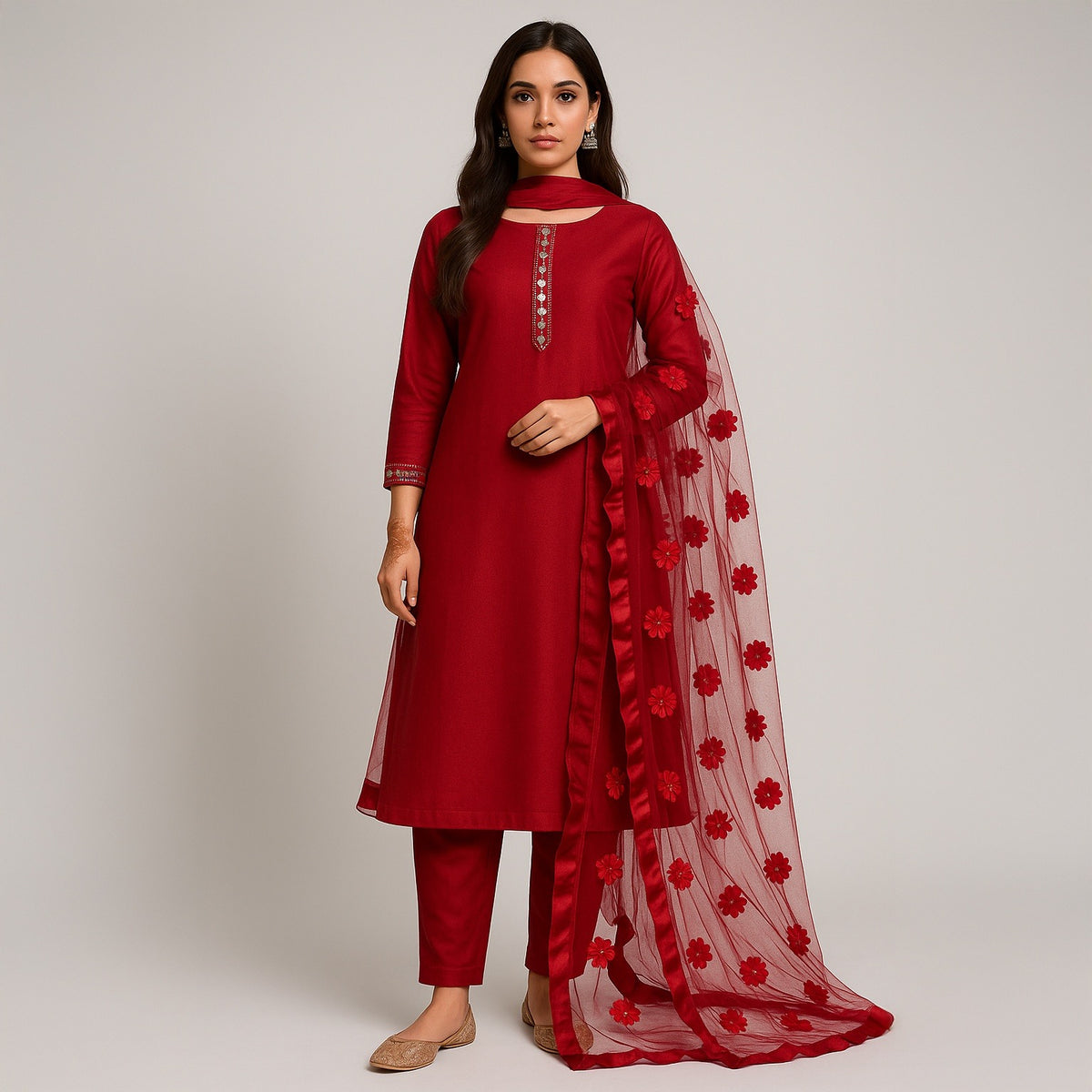 Premium Katan Silk Unstitched 3 Piece Suit With Net Dupatta For Women - Baby Pink