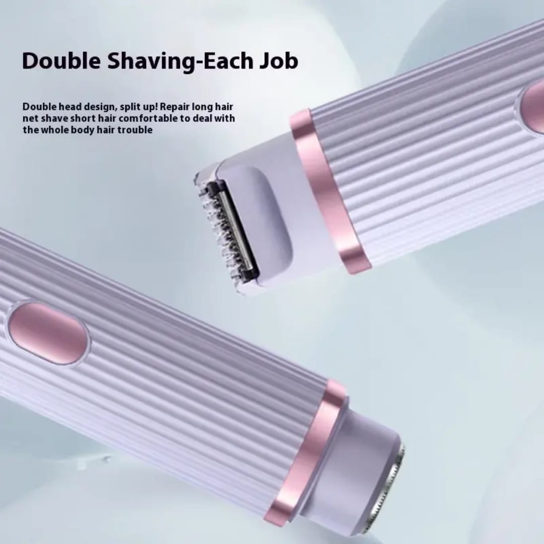 2 in 1 Women Electric Shaver Dual Head Bikini Trimmer for Women IPX7 Waterproof Wet & Dry Use Body Hair Trimmer and Facial Hair Remover for Bikini Underarm Leg Arm Body Face (Random Color)