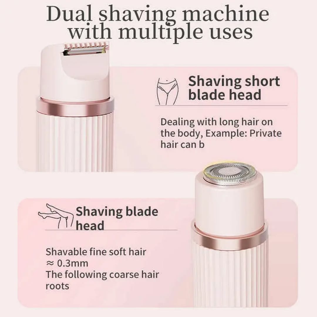 2 in 1 Women Electric Shaver Dual Head Bikini Trimmer for Women IPX7 Waterproof Wet & Dry Use Body Hair Trimmer and Facial Hair Remover for Bikini Underarm Leg Arm Body Face (Random Color)
