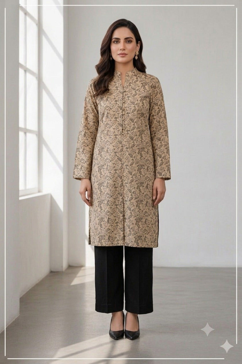 Unstitched Black Allover Block Printed 2-Pcs Katan Silk Suit for Women – Premium Soft Fabric Shirt & Trouser Dress Material