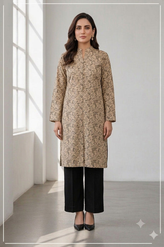 Unstitched Black Allover Block Printed 2-Pcs Katan Silk Suit for Women – Premium Soft Fabric Shirt & Trouser Dress Material