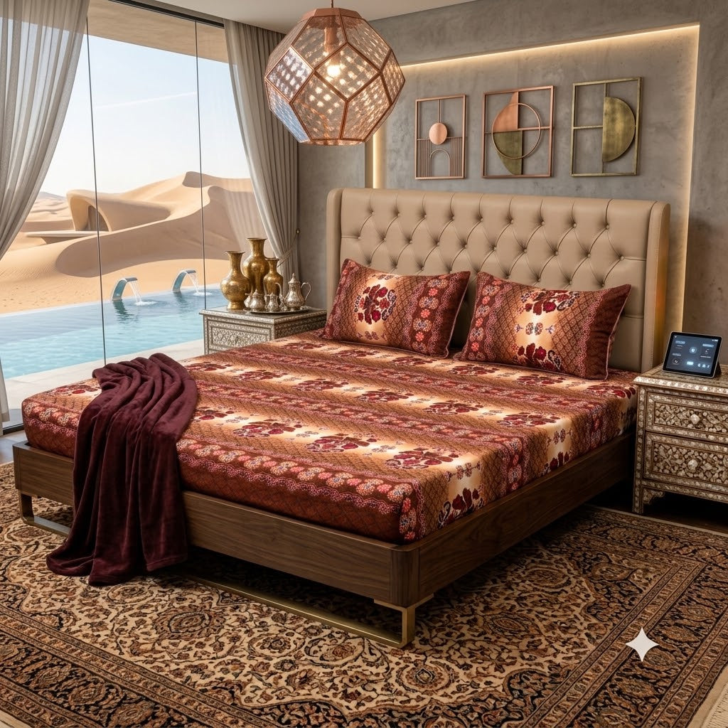 3D Crystal Cotton 3-piece Bedsheet Set AY0010065